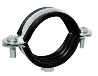 Rubber lined two screw clip pipe clamp