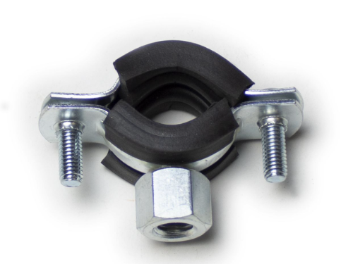 Rubber lined two screw clip pipe clamp