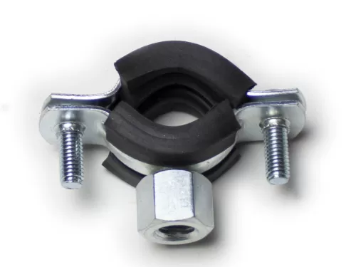 Rubber lined two screw clip pipe clamp