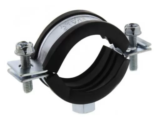 Rubber lined two screw clip pipe clamp