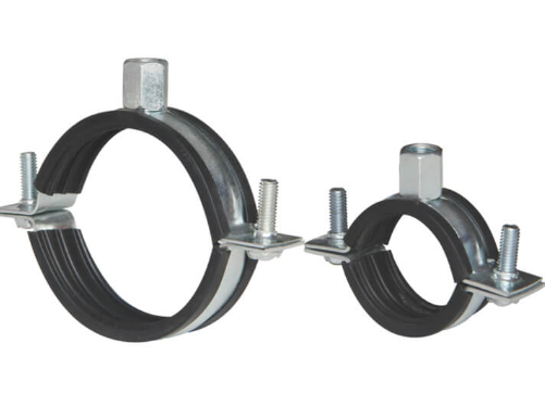 Rubber lined two screw clip pipe clamp