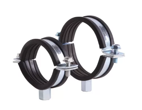 Rubber lined two screw clip pipe clamp