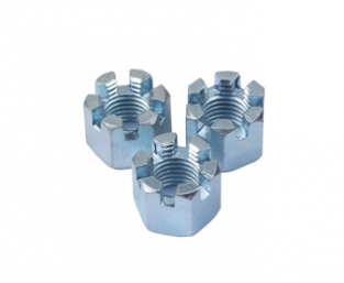 Blue White Zinc Plated Castle Nuts